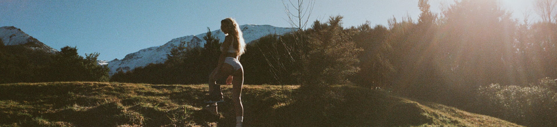 sky, mountains and field and sun